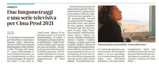 Articolo sul Secolo XIX -  DARK TOWN - Serie Tv