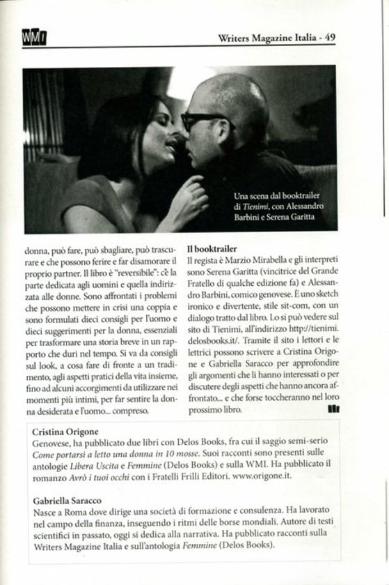 ARTICOLO SULLA RIVISTA WRITERS MAGAZINE ITALIA