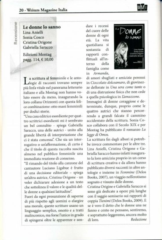 ARTICOLO WRITERS MAGAZINE ITALIA